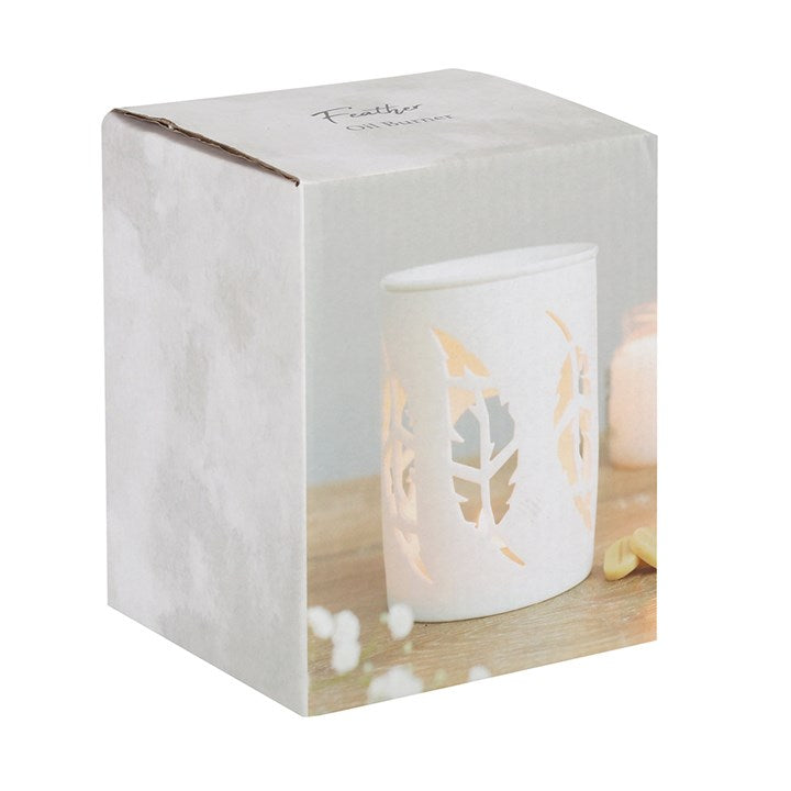 Waxbrander wit met veren