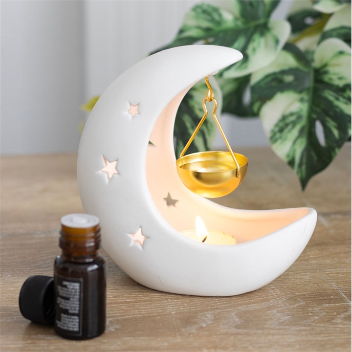 Wax Burner Half Moon Matt White