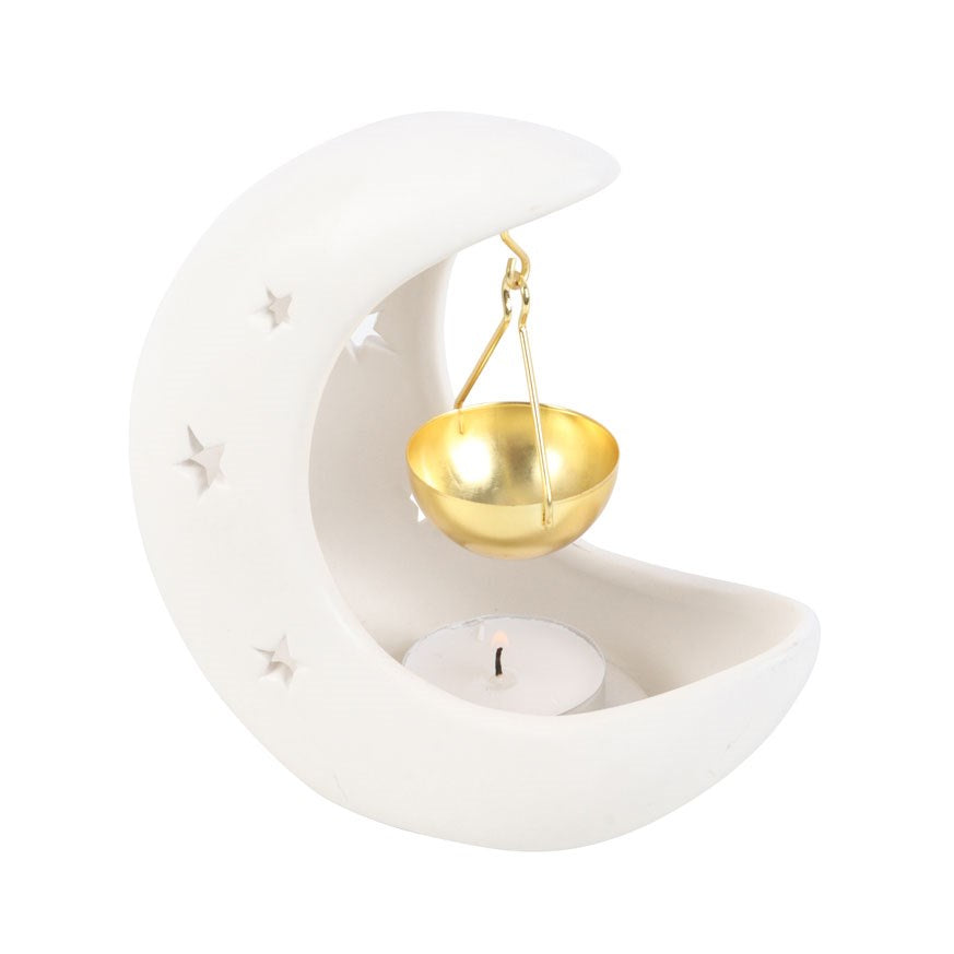 Wax Burner Half Moon Matt White