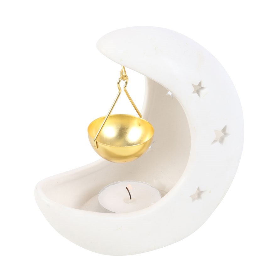 Wax Burner Half Moon Matt White